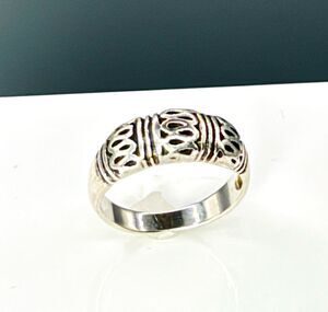 Vintage Sterling Silver 925 Recessed Scroll Band Ring Size 5.75 2.7g